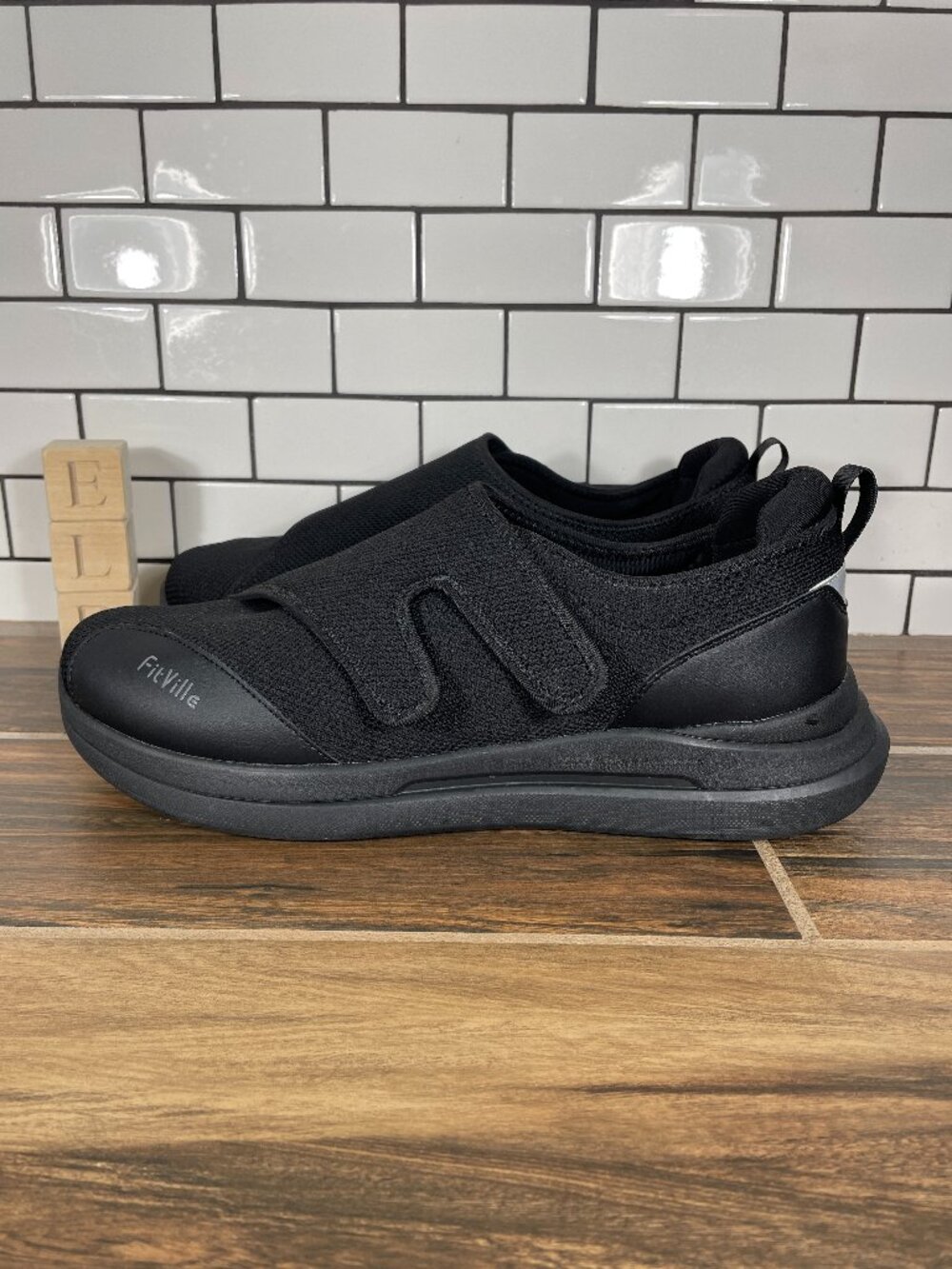 Fitville EasyTop Shoes Mens Size 13.5 Extra Wide Black Diabetic Comfort Slip On